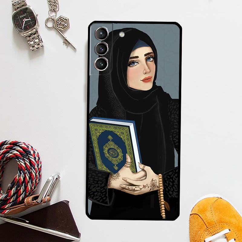 Étui Musulman Hijabi pour Filles Samsung Galaxy S24 S23 S22 Ultra Note 20 10 S8 S9 S10 Plus S20 FE S21 FE Housse