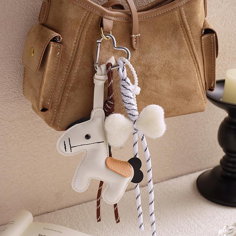 Handmade Nylon Woven Rope Bag Pendant Cute Horse Faux Leather Fashion Backpack Handbag Hanging Bags Accessories