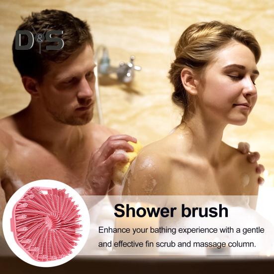 Silikon-Badebürste, Peeling-Körperschrubber für empfindliche Haut mit Massagesäulen, Anti-Rutsch-Griff, Körperbürste