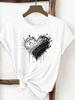 (Asian Size) Tee Print Trend Love Heart Trend Fashion Top Women Clothing T Shirt Woman Female Short Sleeve Graphic T-shirts