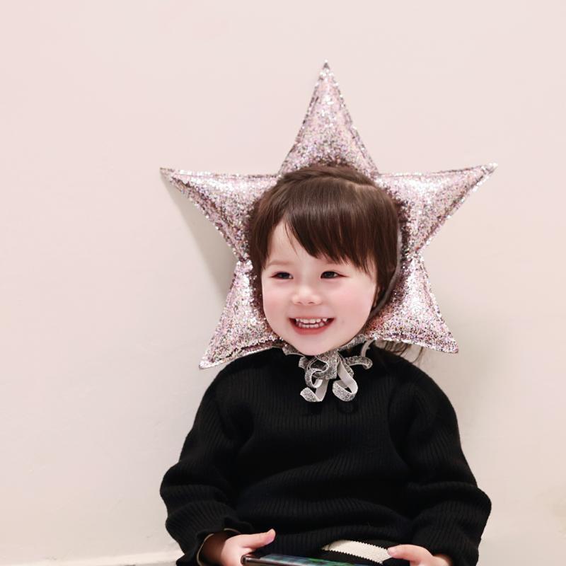 Stjärnhuvudstycke Klämma Krona Glitterig Stjärnhatt Hårstyling för Halloween Hårband Hatt Prinsessa Foto Rekvisita