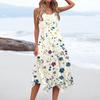 Women's Casual Fashion Round Neck Sleeveless Floral Print Irregular Hem Midi Dress