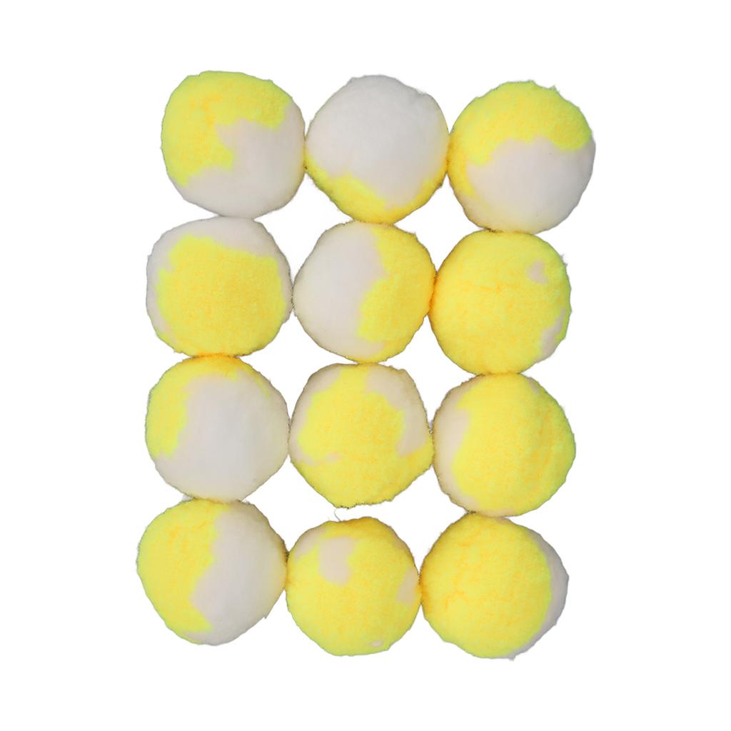 12pcs Cat Toy Balls Soft Elastic Quiet Interactive Plush Kitten Chewing Ball for Indoor Training Playing Yellow