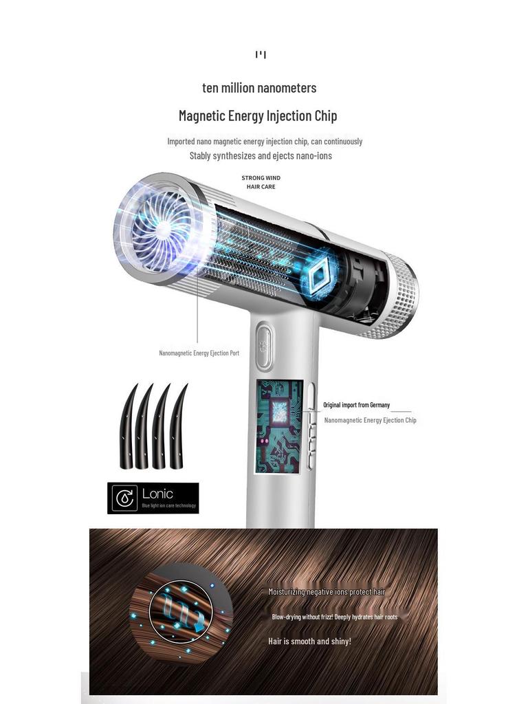 T-förmiger Hochleistungs-Haartrockner für Zuhause & Salons - Heiß-/Kaltluft, Haarschonend