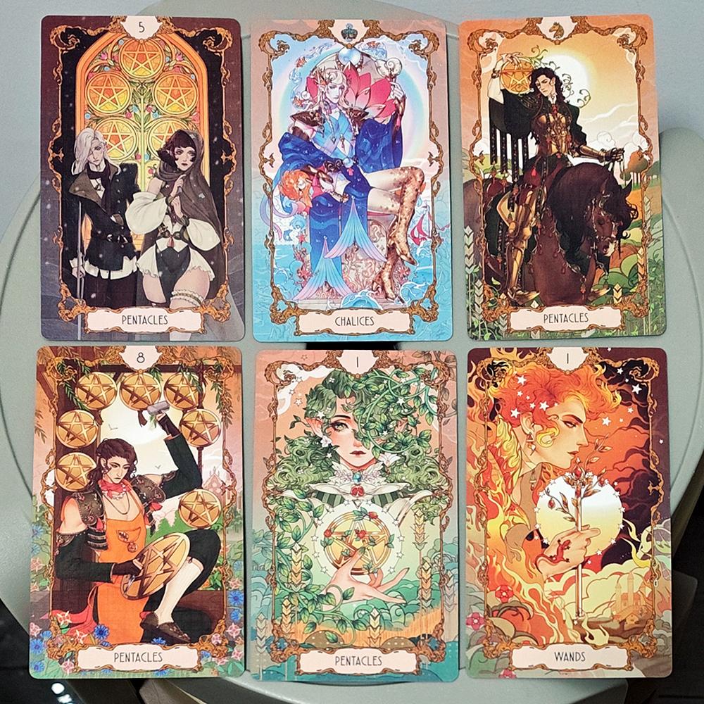 Anima Tarot Deck in Rigid Box 78 Pcs Art Nouveau Tarot Cards 12*7cm Double-embossed with Gorgeous Anime-Style Illustrations