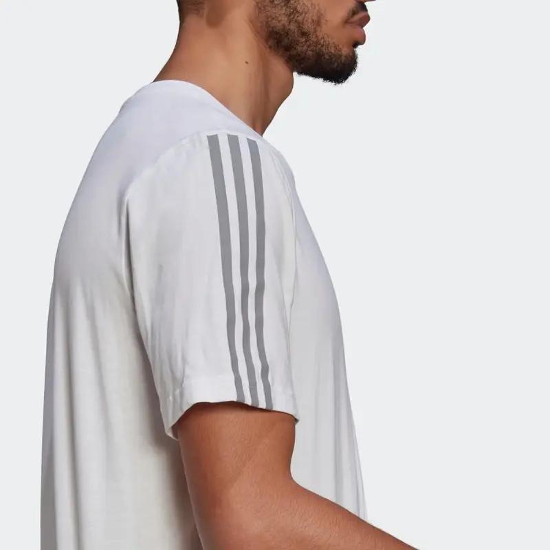Adidas Pure Color Striped Logo Print Short Sleeve T-Shirt Men Tops White GK9431