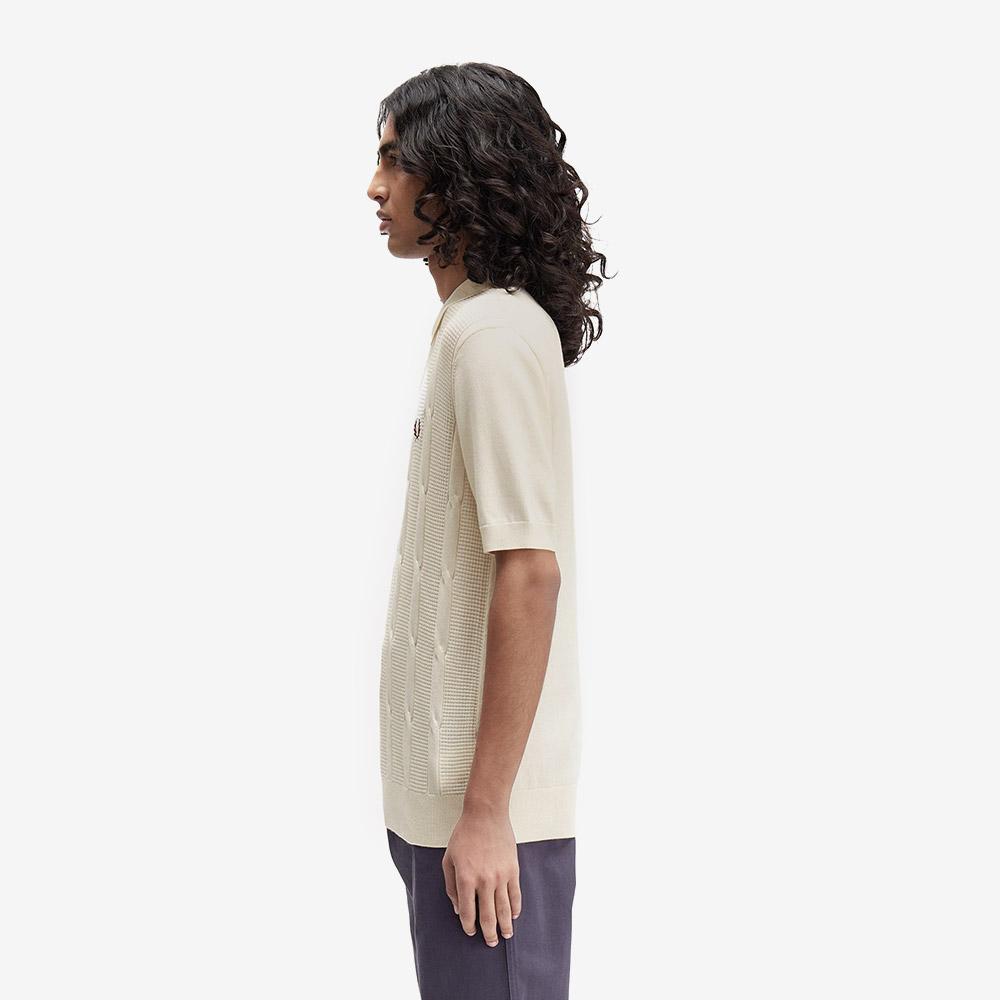 FRED PERRY [Sharp] Textured Cable Knit Shirt - Ecru Afpm2531313-560