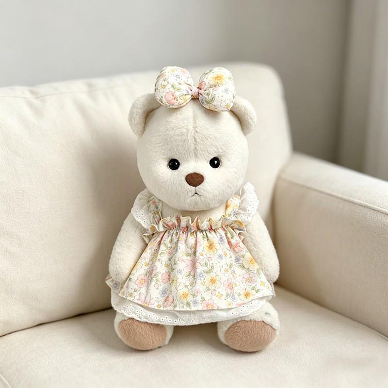 Medium Bear Outfit - Blue Pink Striped Carrot Overalls Set
