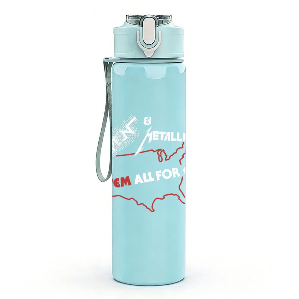 PC Winged angel figure monochrome sketch print 750ml colorful plastic sports water bottle leakproof pop up lid with straw for outdoor work home use