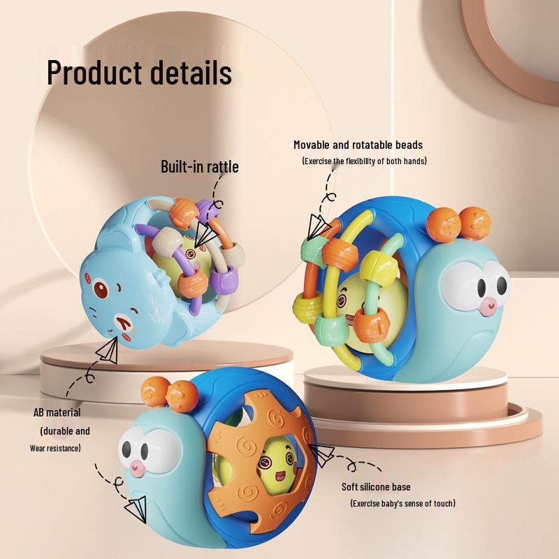 Infant & Toddler Snail Teething Grasp Ball 0-1 Year: Baby Hand Grip Rattle Toy
