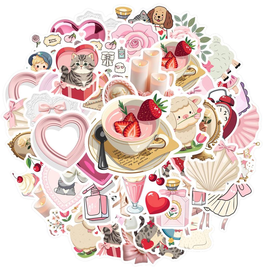 35pcs-50pcs Fantasy Ballerina Stickers Vintage Cute Animals Stationery Stickers  Stickers For DIY Phone Guitar Laptop