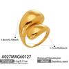 18k Gold Plated Water Drop Open Ring, Stainless Steel, Smooth Surface, Women's Fashion Design
