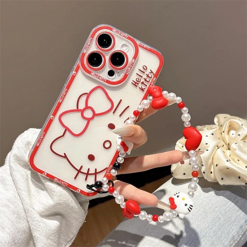 Hello Kitty Chain Transparent Case For Xiaomi Redmi Note 15 Pro 15C 5G 14C Note 14 13 12 Pro Plus 13C 12C A5 5G 4G INS Casing