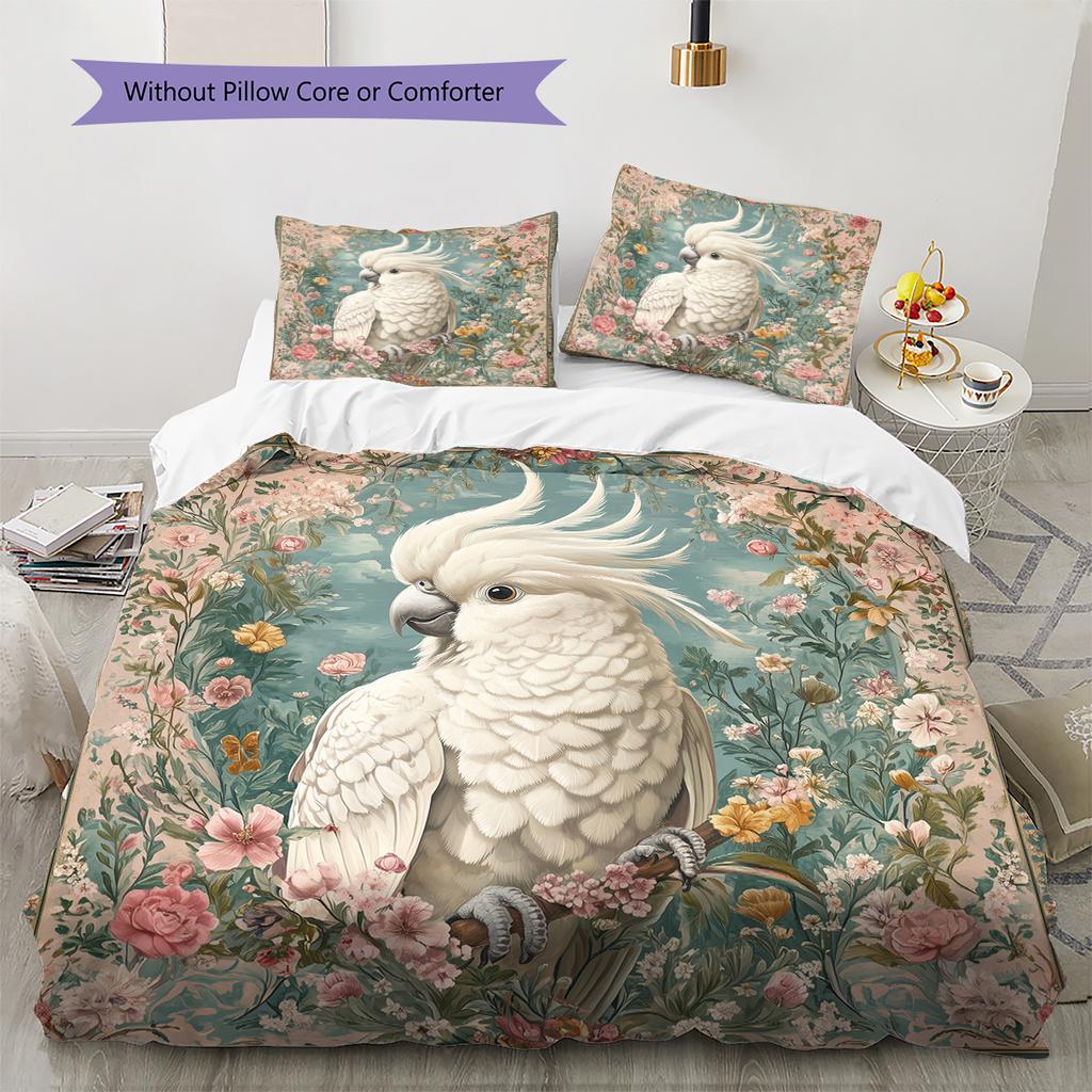 Beautiful Cockatoo Pattern Bedding Home Decoration Birthday Gift (1 * duvet cover + 2 * pillowcase, without core)