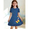 Dress for Girls Fashion Cowboy Print Fake Two-Piece Set Short Sleeve Summer Dresses Casual Round Neck A-Line Dress Girl Clothes