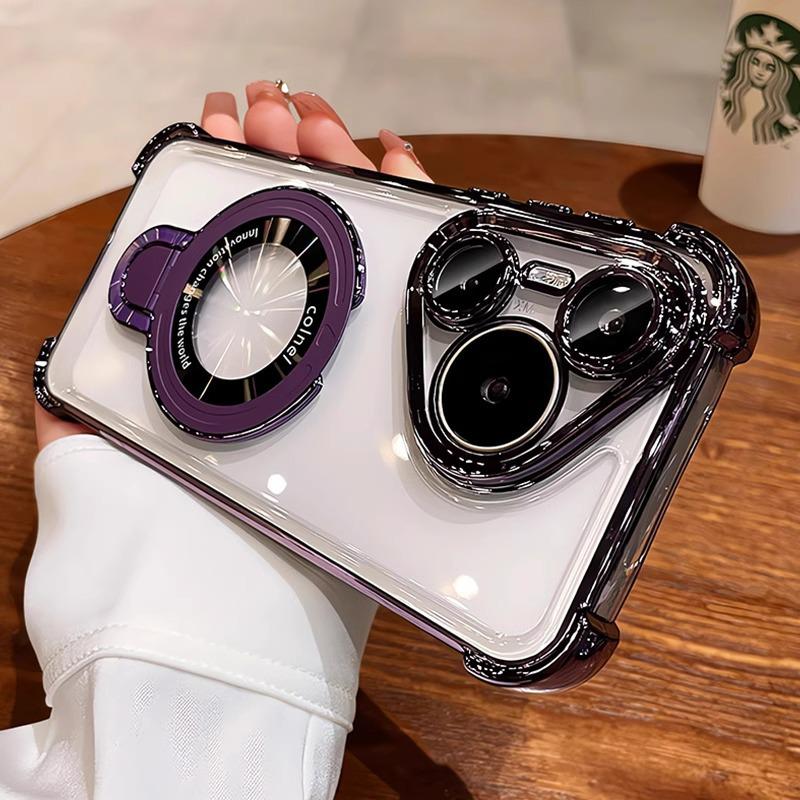 Electroplated Transparent Airbag Anti-fall Case with Lens Film for Huawei Pura80Pro Phone