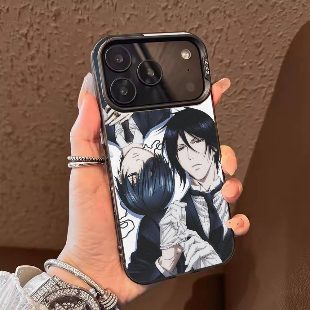 Anime B-Black B-Butler Handyhülle für iPhone 17, 16, 15, 14, 13, 12, 11, Pro Max, Plus Candy Silver Cover