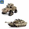 KAZI 10000 Century Military M1 A2 Tank Cannon Deformation Car Diy Tank Building Blocks Toys Chil