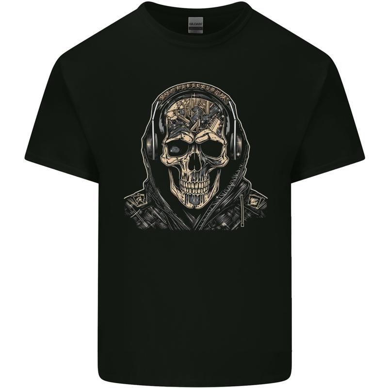 

Urban Skull t-shirt with headphones for men - Men s Summer Cotton Graphic Tee S