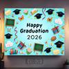 2D Cheerful Graduation Background, "Happy Graduation 2026" with Colorful Icons Themed Photoshoot Backdrop
