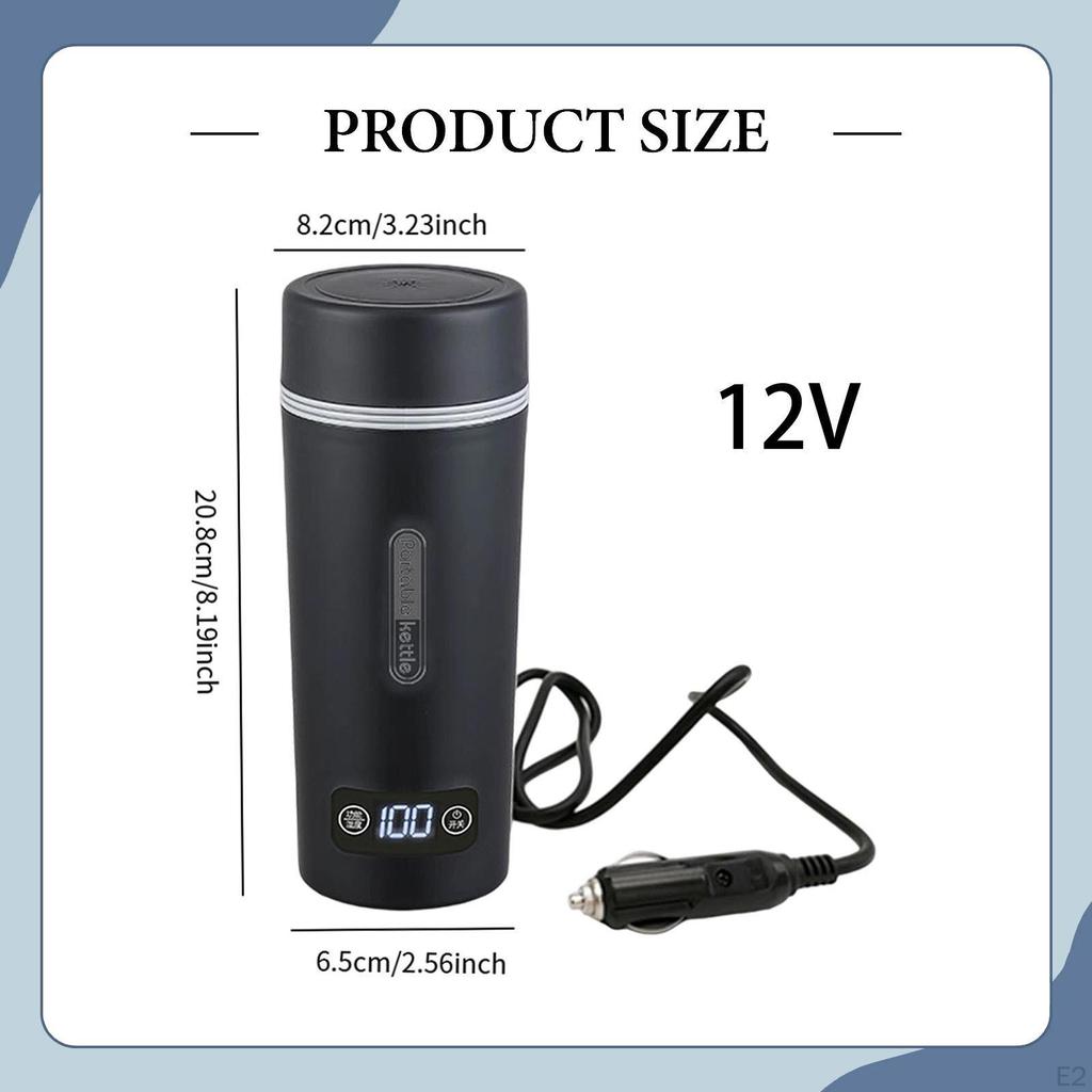 Car Electric Kettle Heated Travel Mug Cold Water 450ml Lightweight Boiler Heating Cup for