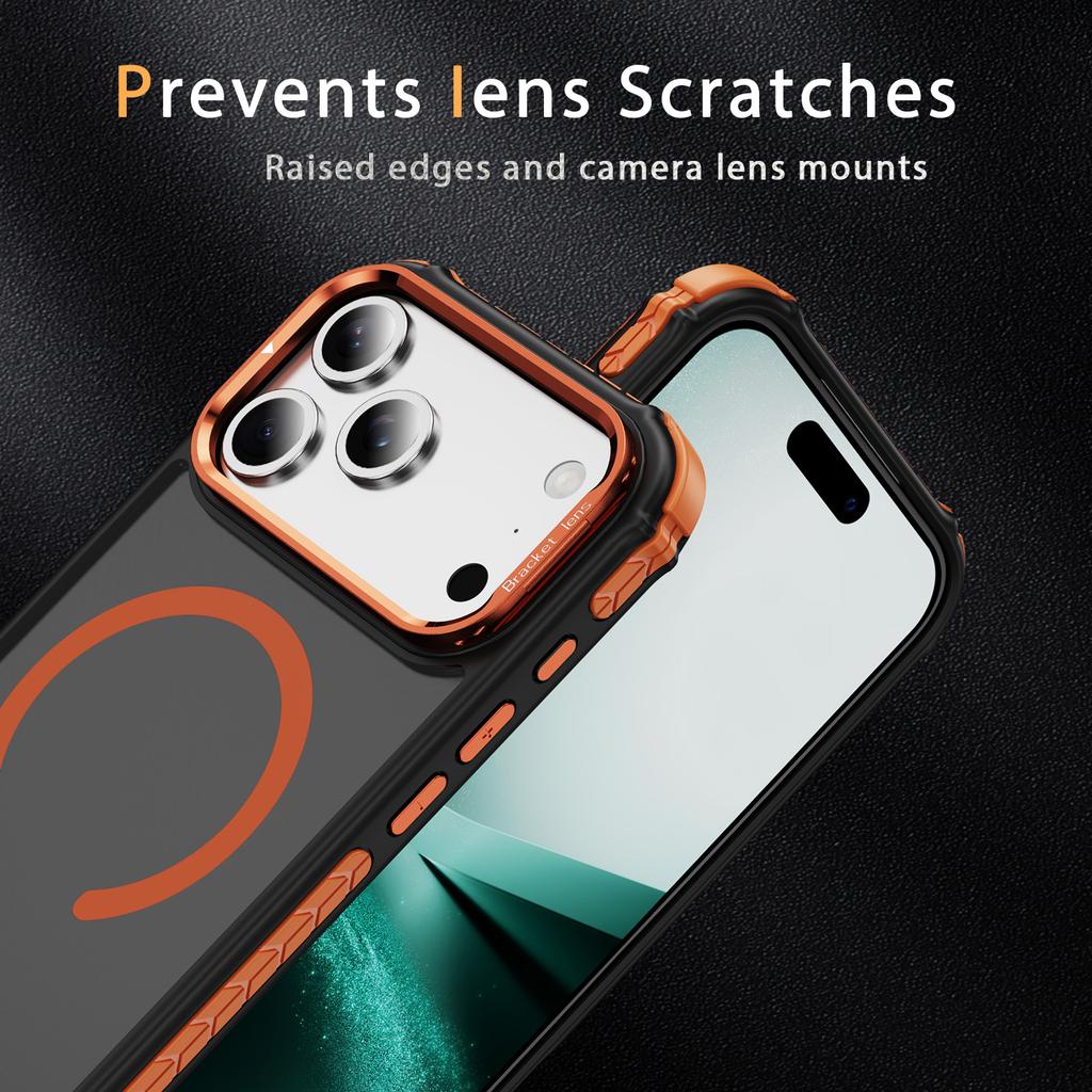 For iPhone 17 Pro Max Case with Lens Kickstand Matte Phone Back Cover Compatible with MagSafe