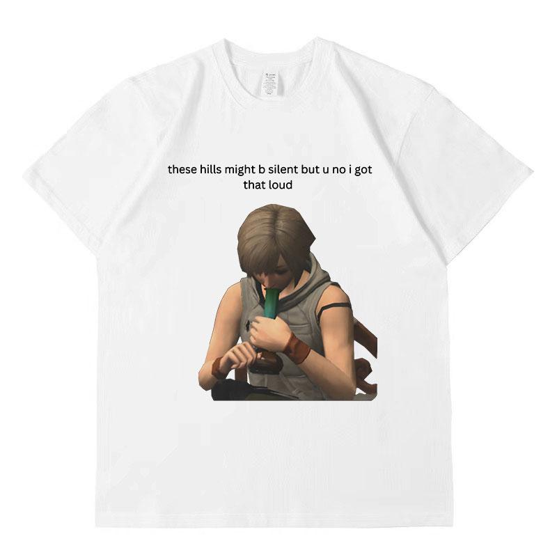 Silent Hill Horror Gamer Style Grafik T-Shirt Herren Vintage Gothic Kurzarm T-Shirts Unisex Kleidung Übergroßes Baumwoll-T-Shirt