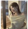 2024 French One-Shoulder Slit Knit Sweater: Women's Spring Irregular Slim-Fit Long Sleeve Top
