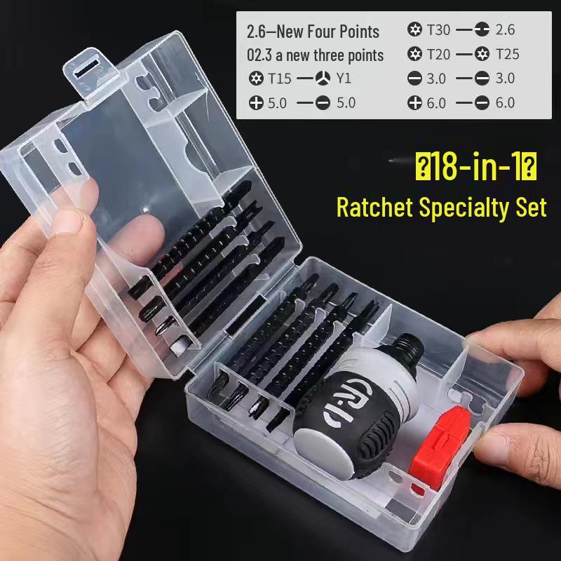 Stubby Dual-Head Phillips Ratchet Screwdriver Set - Alloy Steel Mini Tool