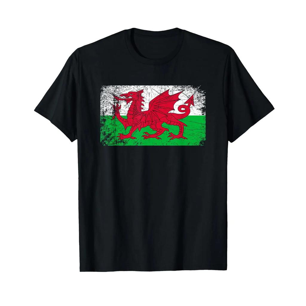 Vintage Made In Wales Welsh Flag T Shirt Vintage Comfortable Streetwear Breathable Soft Top For Everyday Wear Slightly
