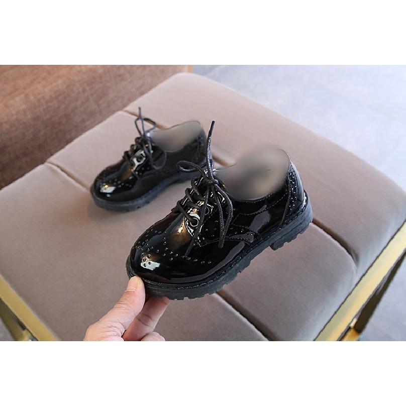 New children s leather shoes, student performance shoes, lace-up fashion girls  patent leather single shoes, children s shoes, boys  leather shoes 21 чёрный