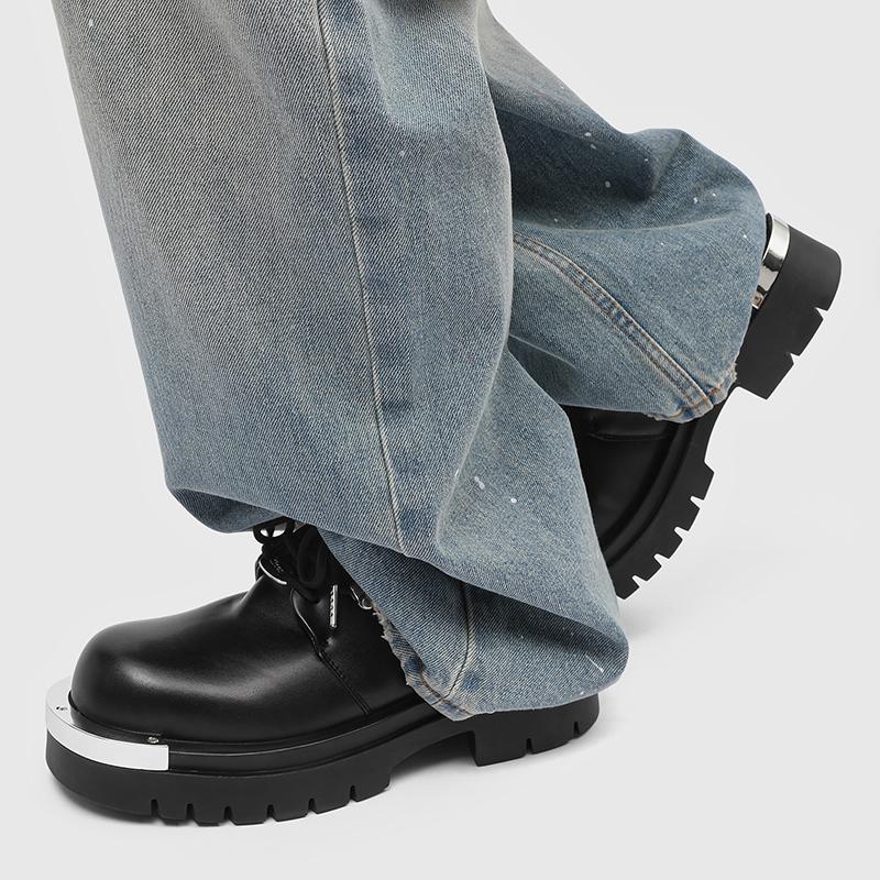 Modische schwarze Lederschuhe mit dicker Sohle Klassische und trendige Designs des Designers Outdoor-Mode Straße 38-46 Luxusschuhe Klassisch Heiß