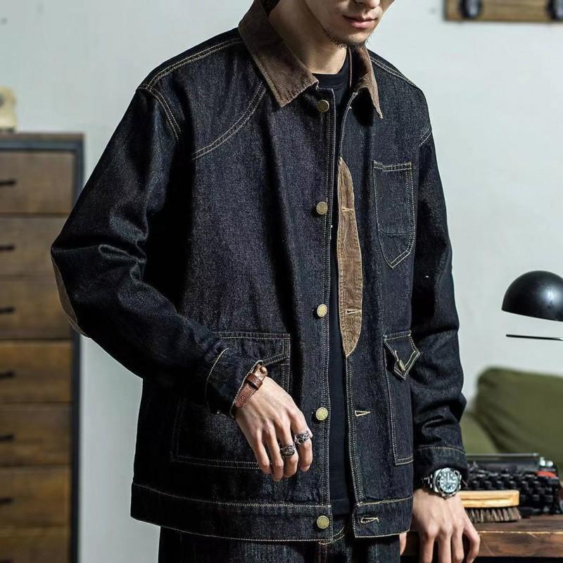 Trendy Vintage Loose Cowboy Coat for Men On Board Casual Clothing Denim Jackets Man