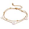 Yhpup Summer Imitation Shell Flower Double Layer Chain Necklace Anklet for Women Trendy Plant Charm Jewelry Bijoux Gift