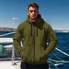 Men Coat Long Sleeve Zipper Closure Hooded Sweatshirt with Large Pockets Solid Color Velvet Thickened Warm Outerwear