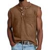 Canotta da uomo senza maniche in cotone con tasca, vestibilità casual rilassata, stile Henley, maglia sportiva per muscoli, per l'uso quotidiano