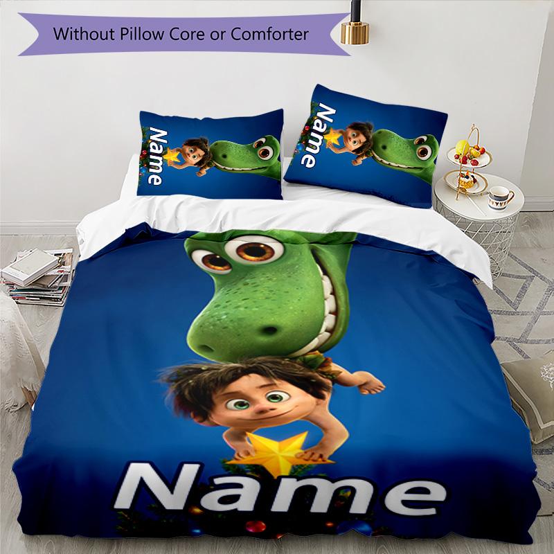 3pcs The Good Dinosaur1 Cover Set - Personalized Name, HD Printed Bedding with 1 Cover and 2 Pillowcases - Perfect for Home Decor, Easy Care