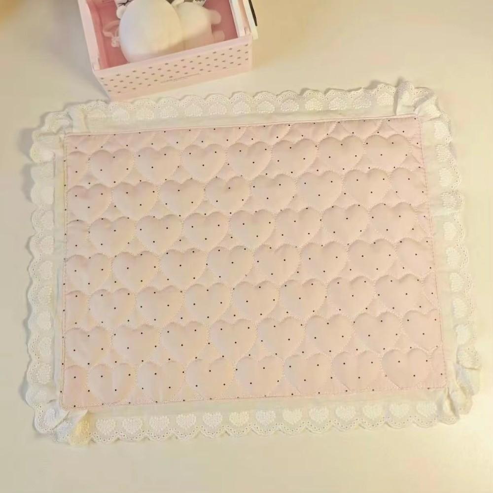 Plaid Pattern Decorative Placemat Love Lace Design Photo Shoot Mat Coaster Set  Home Decoration