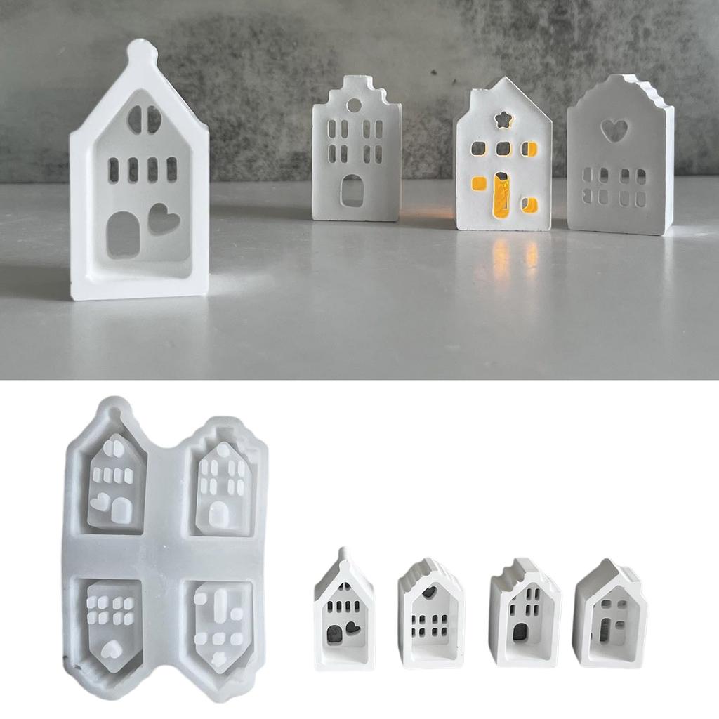 Desk Ornament Mould Flexible Silicone Mold for Hollow House Shaped Decoration Gypsum Molds Jewelry Making Supplies