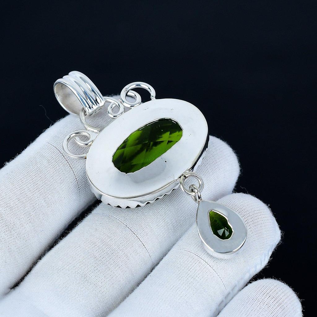 Unique Peridot Pendant, 925 Sterling Silver Handmade Jewelry, Peridot Silver Pendant, Party Wear Jewelry For Women's, Pendant Christmas Jewelry