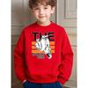 Sweatshirt à col rond imprimé style décontracté pour enfants, pour les activités quotidiennes en extérieur et les voyages