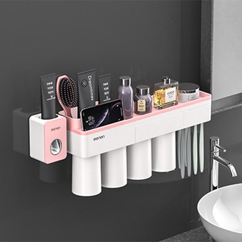 MAITA Magnetic Adsorption Inverted Wall Mount Firmly Bathroom Storage Rack Toothpaste Squeezer Family Set