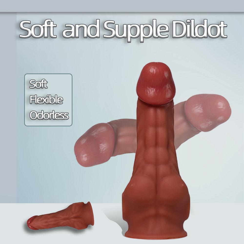 Abs Realistic Dildo for Men, Lifelike Liquid Silicone Male Masturbator, Flexible and Soft Adult Sex Toy for Gays and Couples