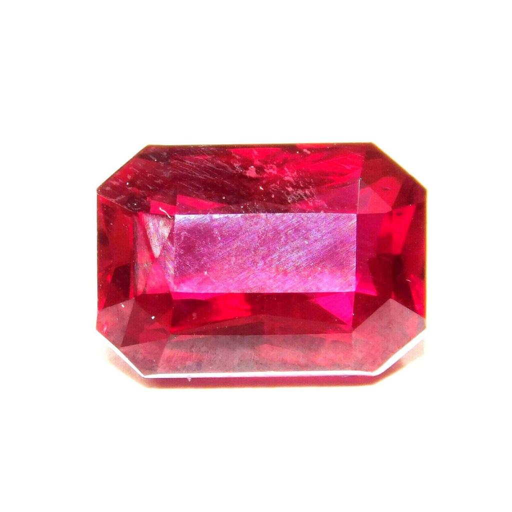 Natural Red Emerald Cut 8 Carat Ruby CERTIFIED Loose Gemstone Jwelery Making