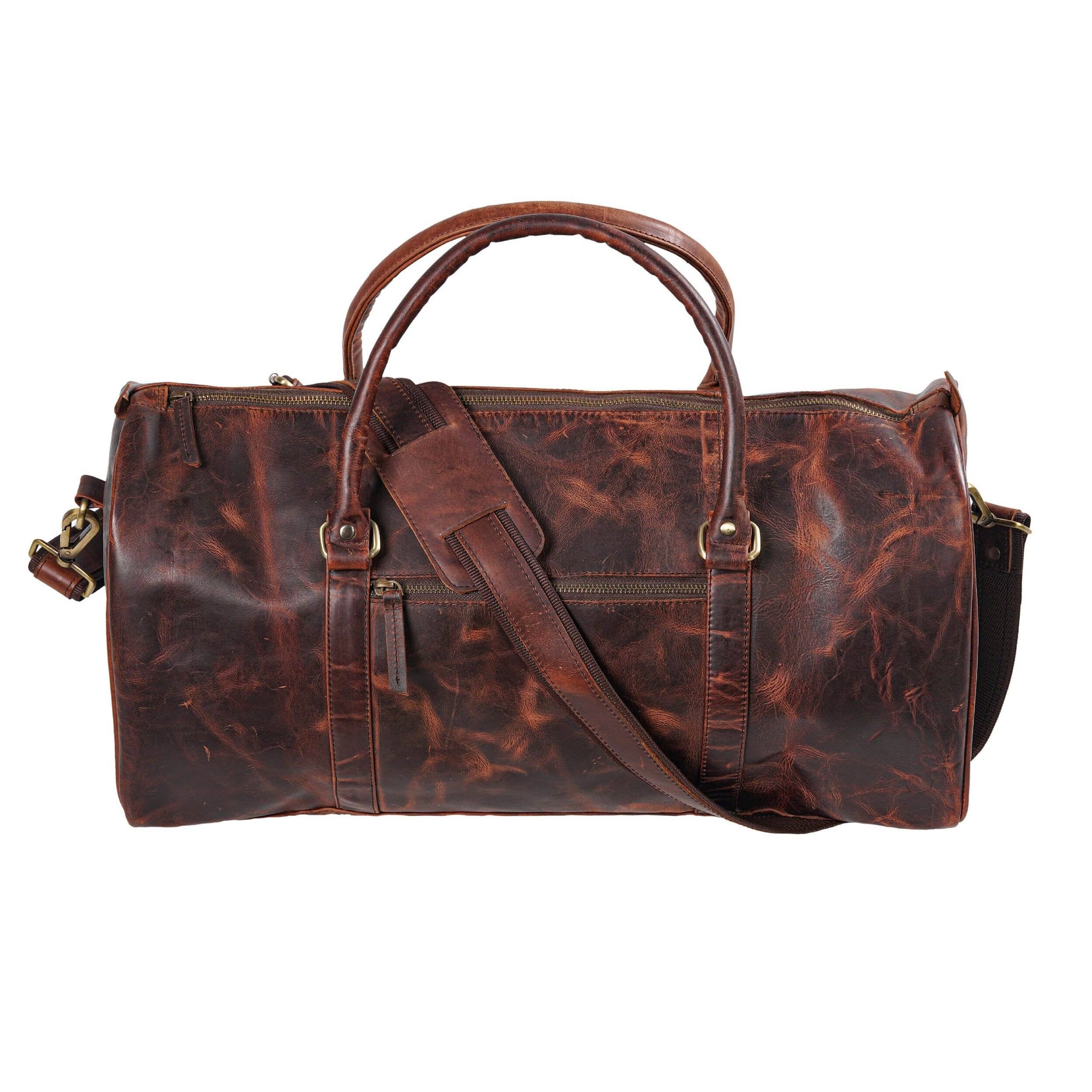 

MaheTri The Brooks Carry-On Duffle Premium Leather Travel Duffel Bag with Spacious Main Compartment & Adjustable Shoulder Strap for Men & Women 21 Inch коричневий