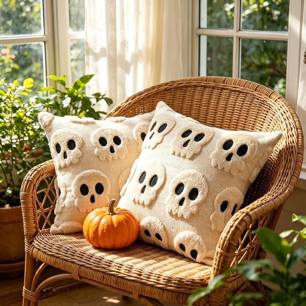 Skeletont Pillow Cover Soft Plush Cushion Case Warm Plush Throw Pillowcase Halloween