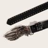 Gothic Style Adjustable Waist Belt With Edgy Skull Heart Motif Perfect For Streetwear And Concert Outfits