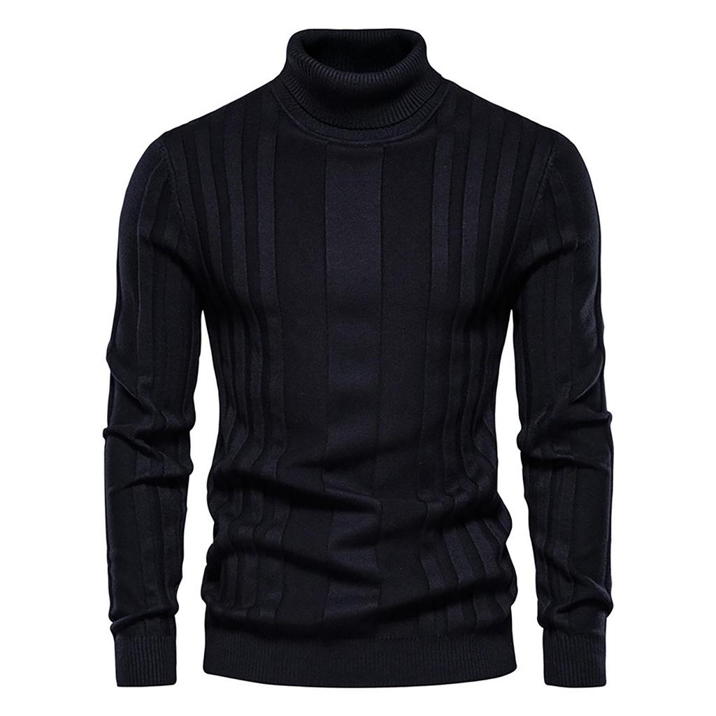 New Men's High Neck Casual Knitted Warm Undercoat Men's Solid Color Pullover