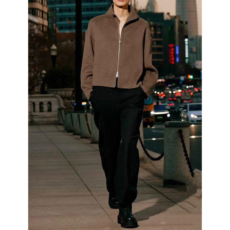 Spring New Arrival Fashion Wind Casual Versatile Stand Collar Long Sleeves Double Zipper Jacket Outwear 8491245