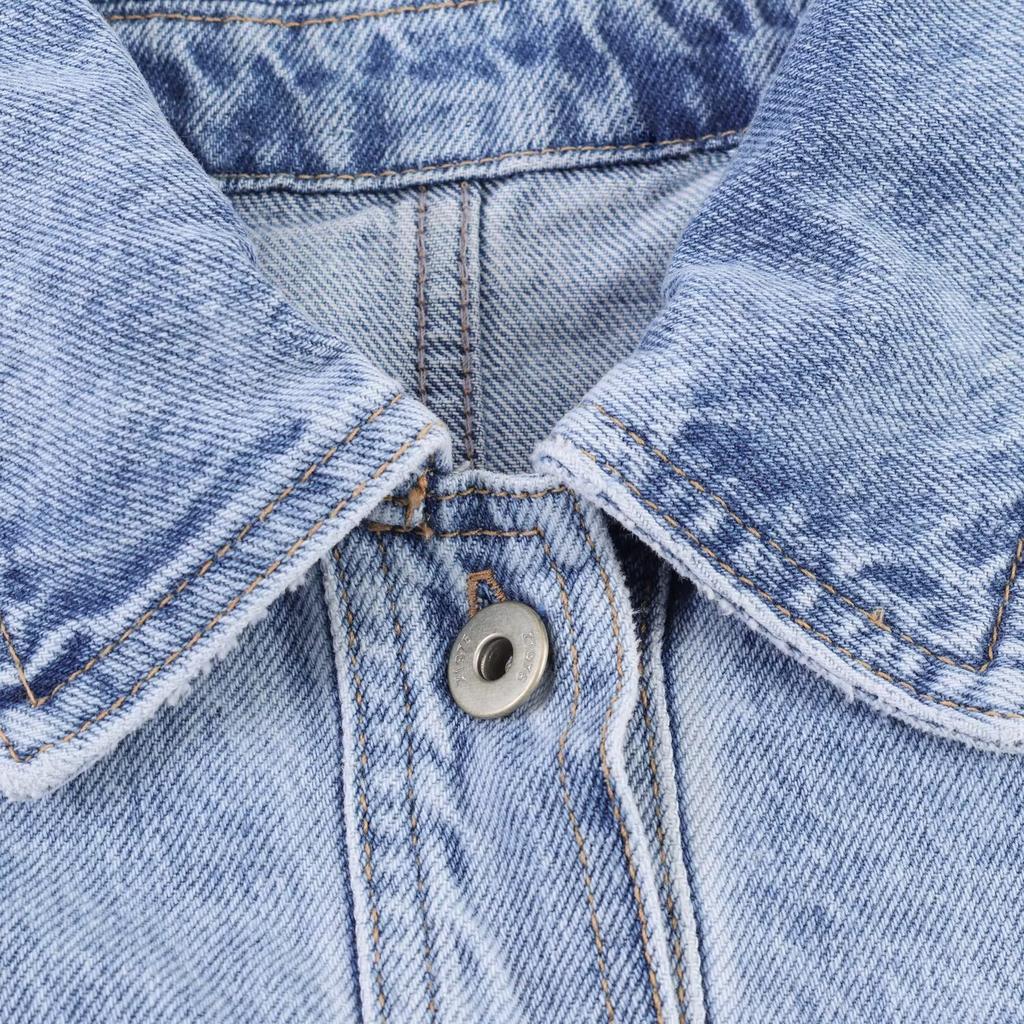 Stile europeo e americano, abbigliamento da donna all'ingrosso, giacca corta in denim con pizzo versatile e alla moda + jeans